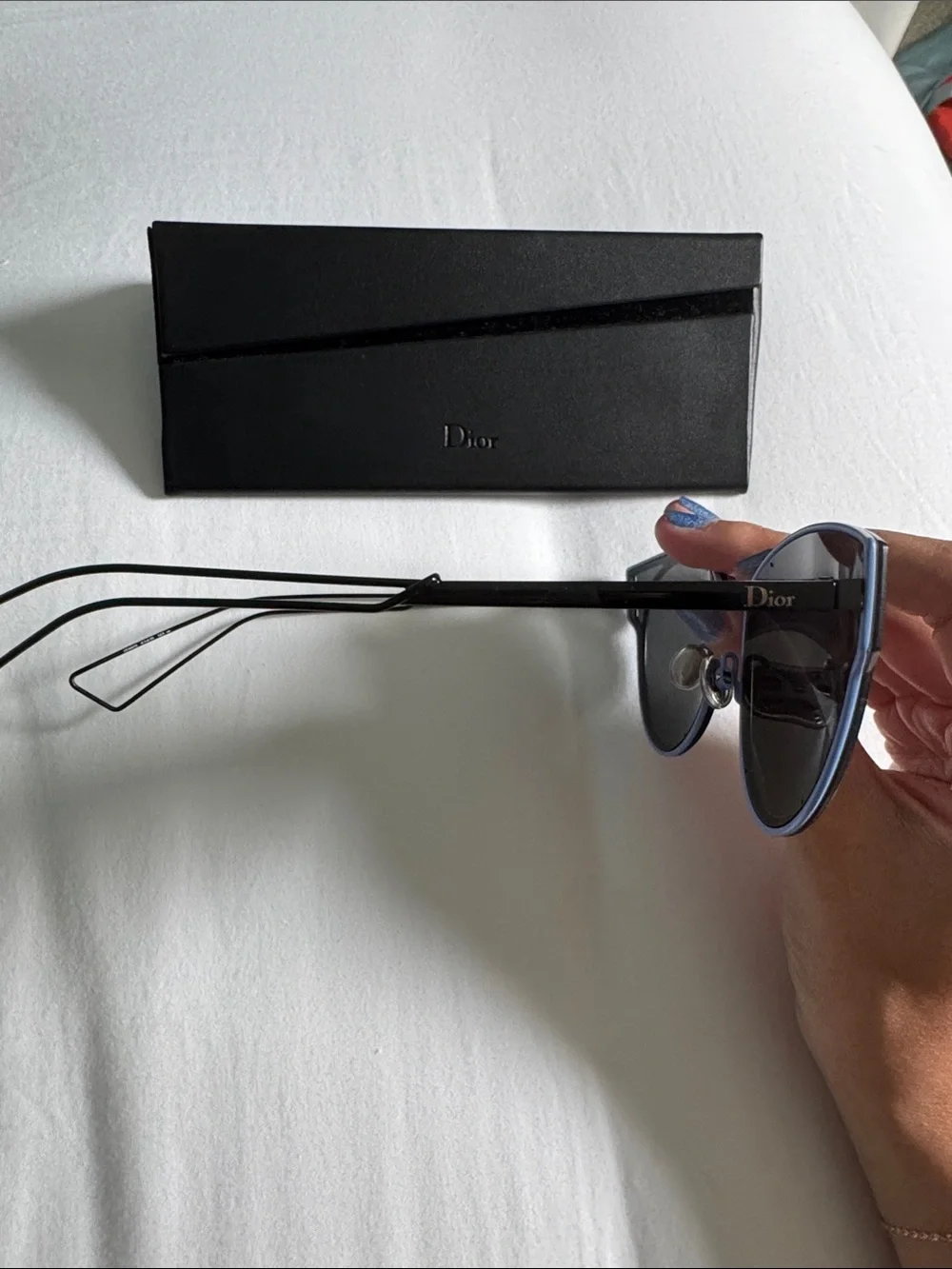 Dior Black Metal Geometric Cat-Eye Sunglasses